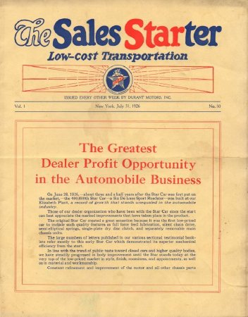 Sales Starter Newsletter, July 31, 1926